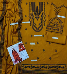 Monarch Muse 3 Pcs Embroidered Suit with Embroidered / Printed Shawl